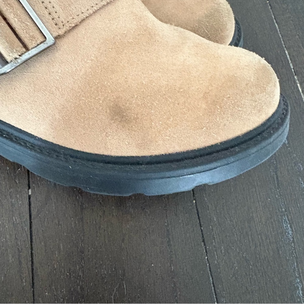Ugg Ashton Short Weather Boot Boots Tan Suede Buckle Beige Size 3 Kids Unisex - Picture 9 of 12